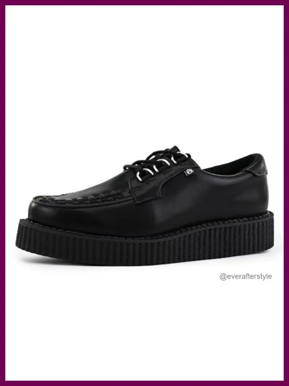 Faux Leather Chunky Platform Creeper Shoes Lace-Up